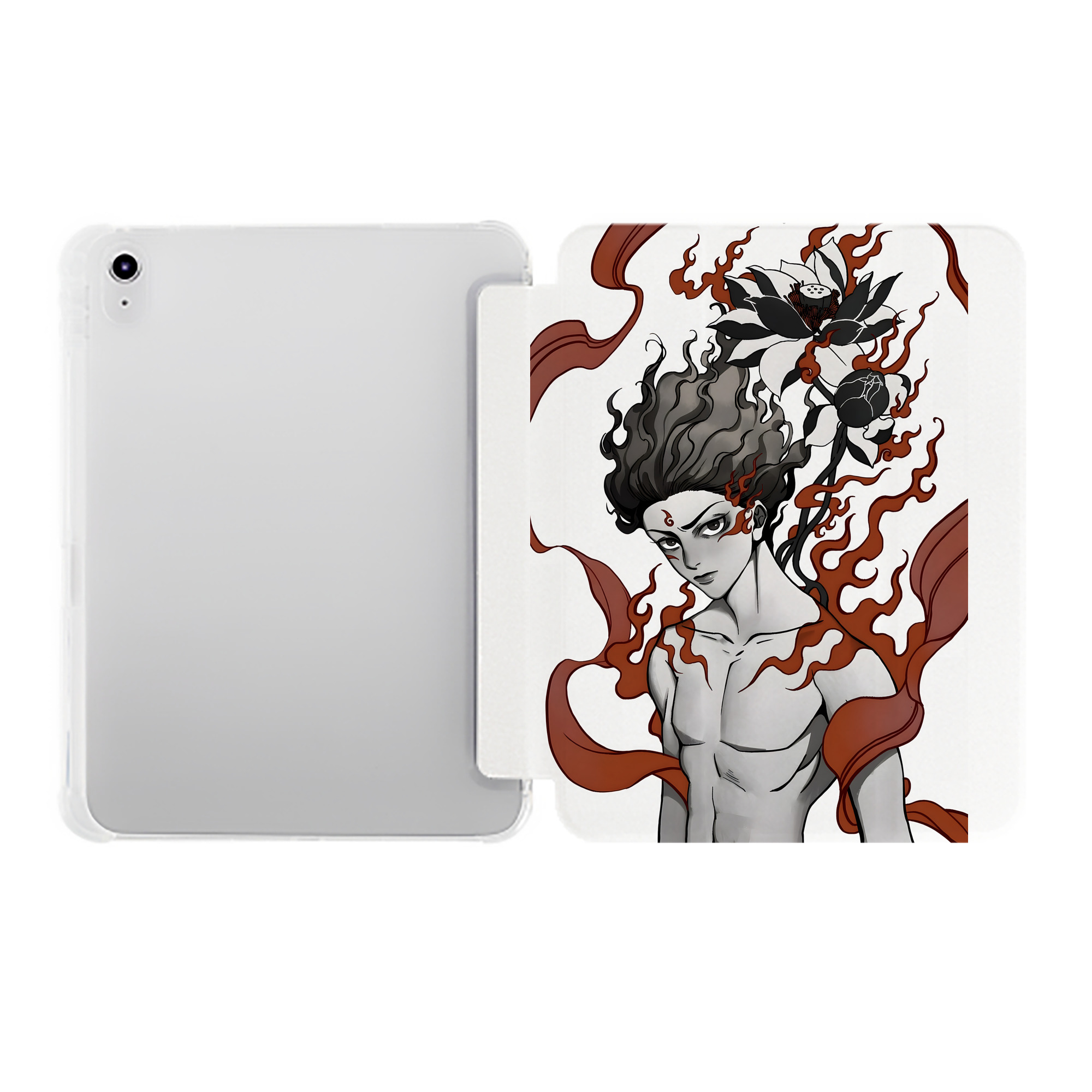 （画像用） Ne Zha 2 ナタ 魔童の大暴れ IPad ケース ペン収納付き 三つ折りスタンド PUレザー×シリコン 対応機種9.5/10.5/10.9インチ